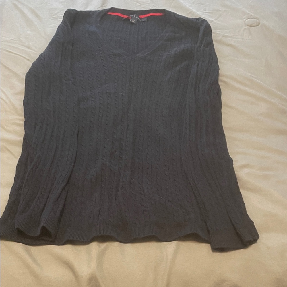 Tommy Hilfiger Black V-Neck Sweater
